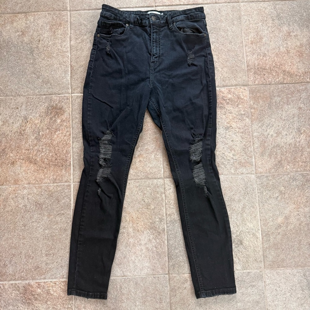 Oasis Distressed Black Women's Jeans Skinny Size 11